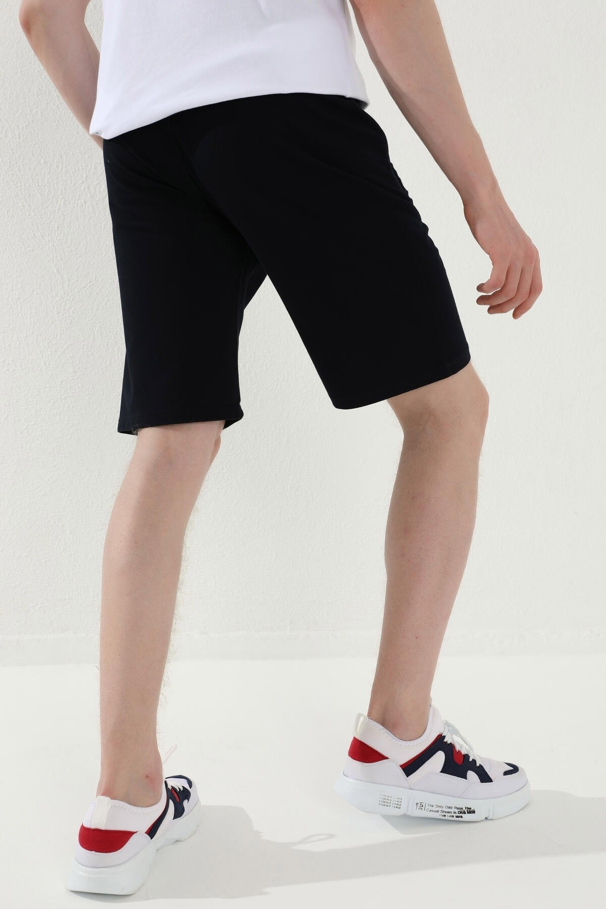 Navy Blue Laced Zippered Standard Fit Basic Men's Shorts - 81167