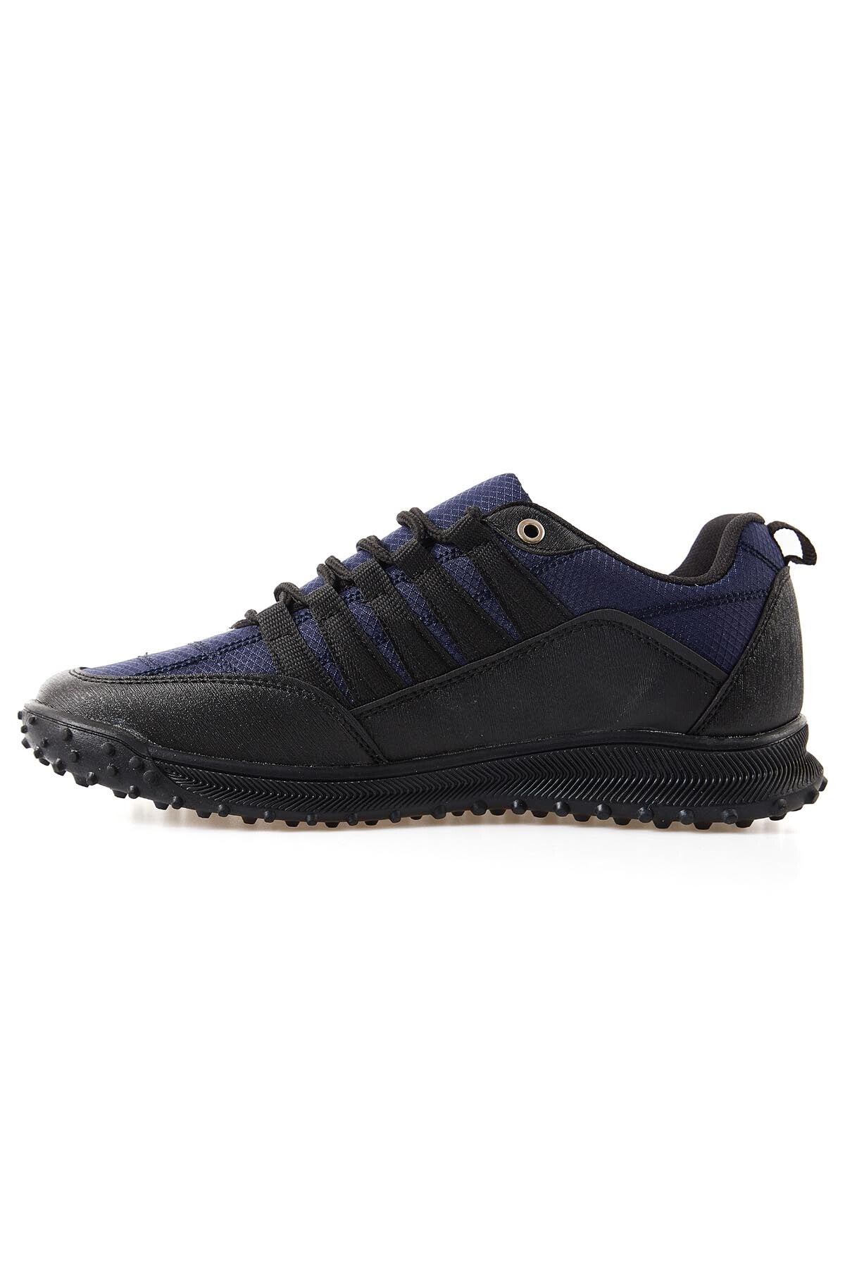 Navy Blue Laced Detail PU Leather Men's Sports Shoes - 89114