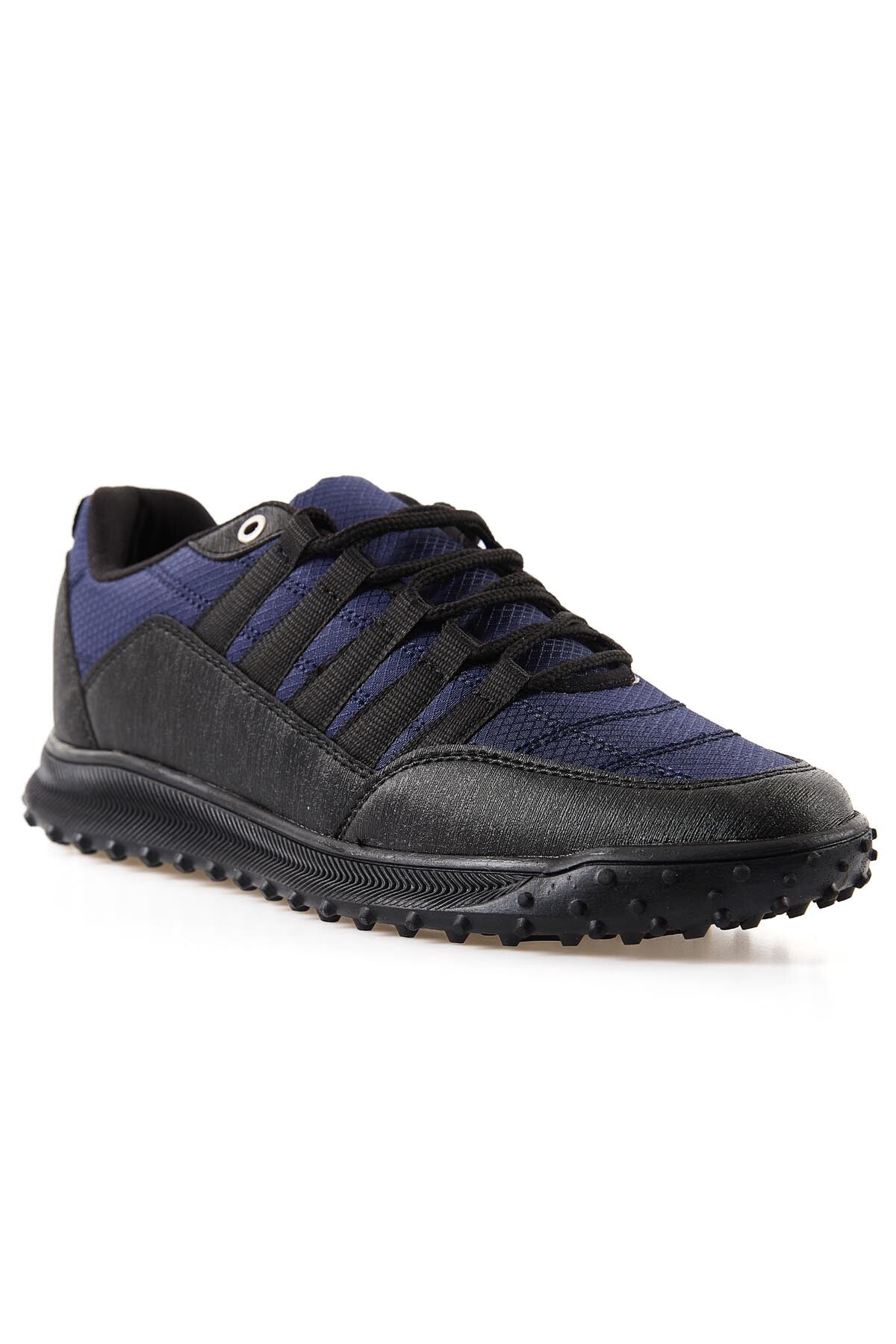 Navy Blue Laced Detail PU Leather Men's Sports Shoes - 89114