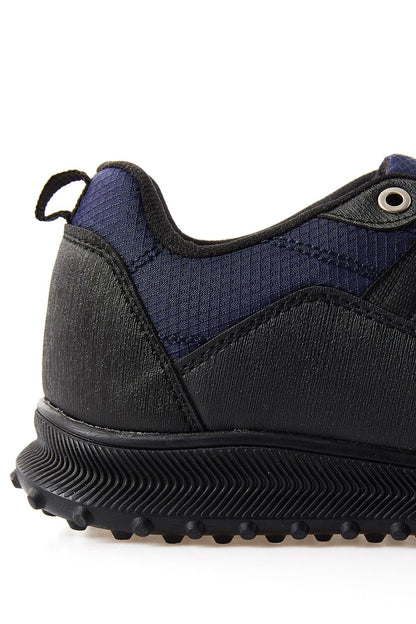 Navy Blue Laced Detail PU Leather Men's Sports Shoes - 89114