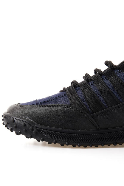 Navy Blue Laced Detail PU Leather Men's Sports Shoes - 89114