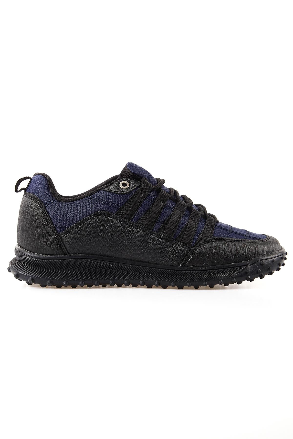 Navy Blue Laced Detail PU Leather Men's Sports Shoes - 89114