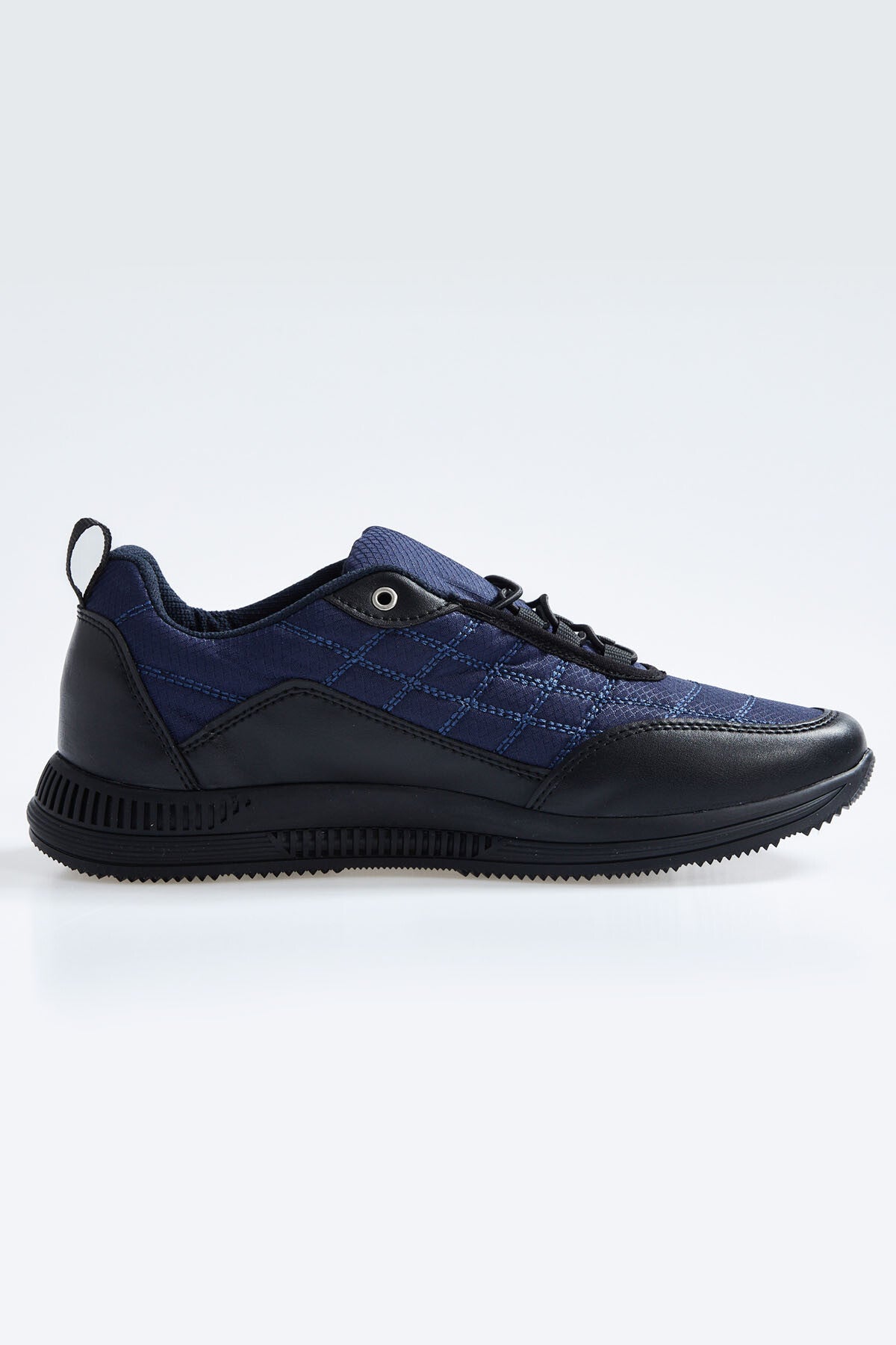 Navy Blue Laced Quilted PU Leather Detailed Men's Sports Shoes - 89096