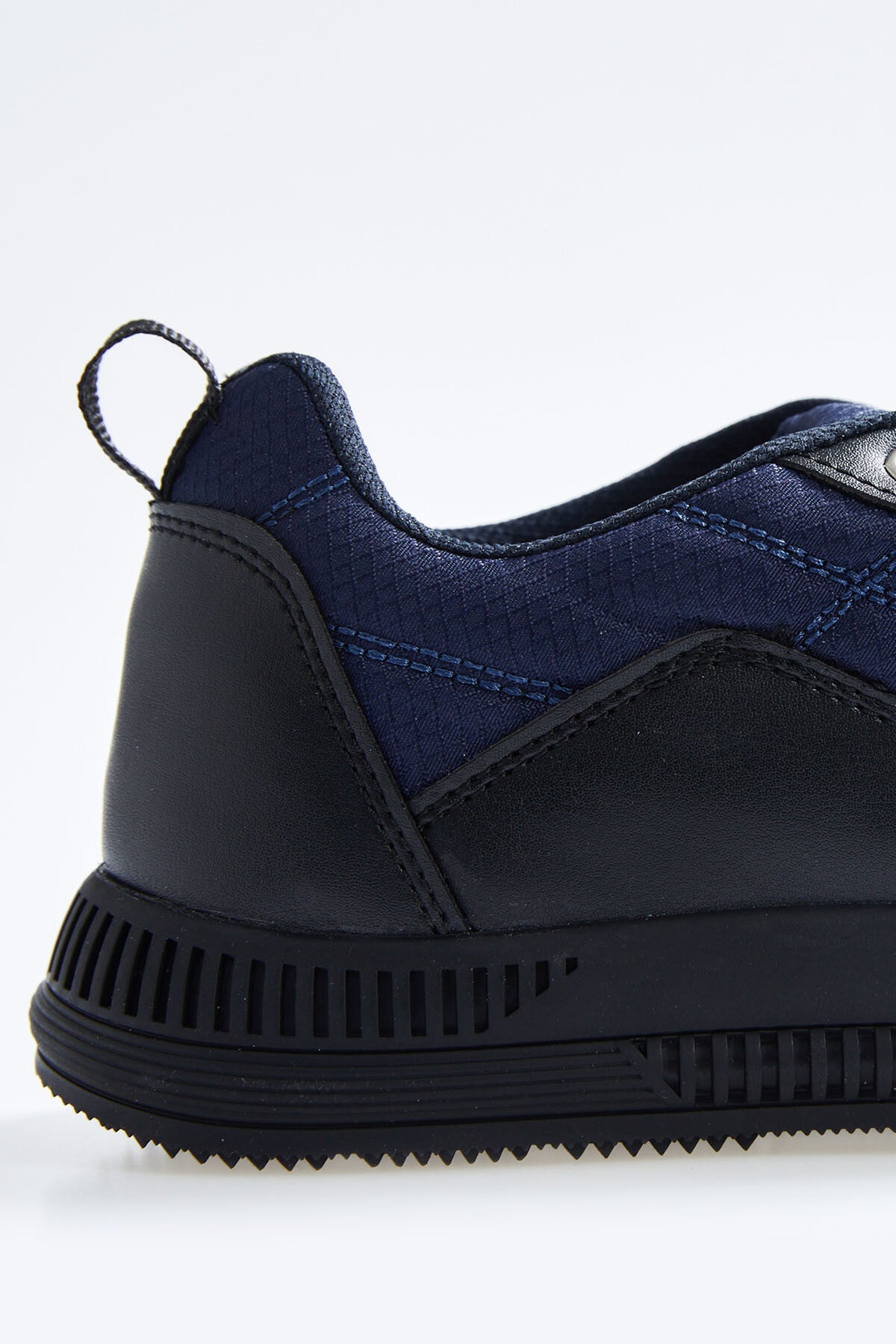 Navy Blue Laced Quilted PU Leather Detailed Men's Sports Shoes - 89096