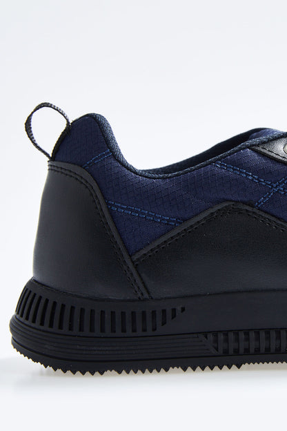 Navy Blue Laced Quilted PU Leather Detailed Men's Sports Shoes - 89096