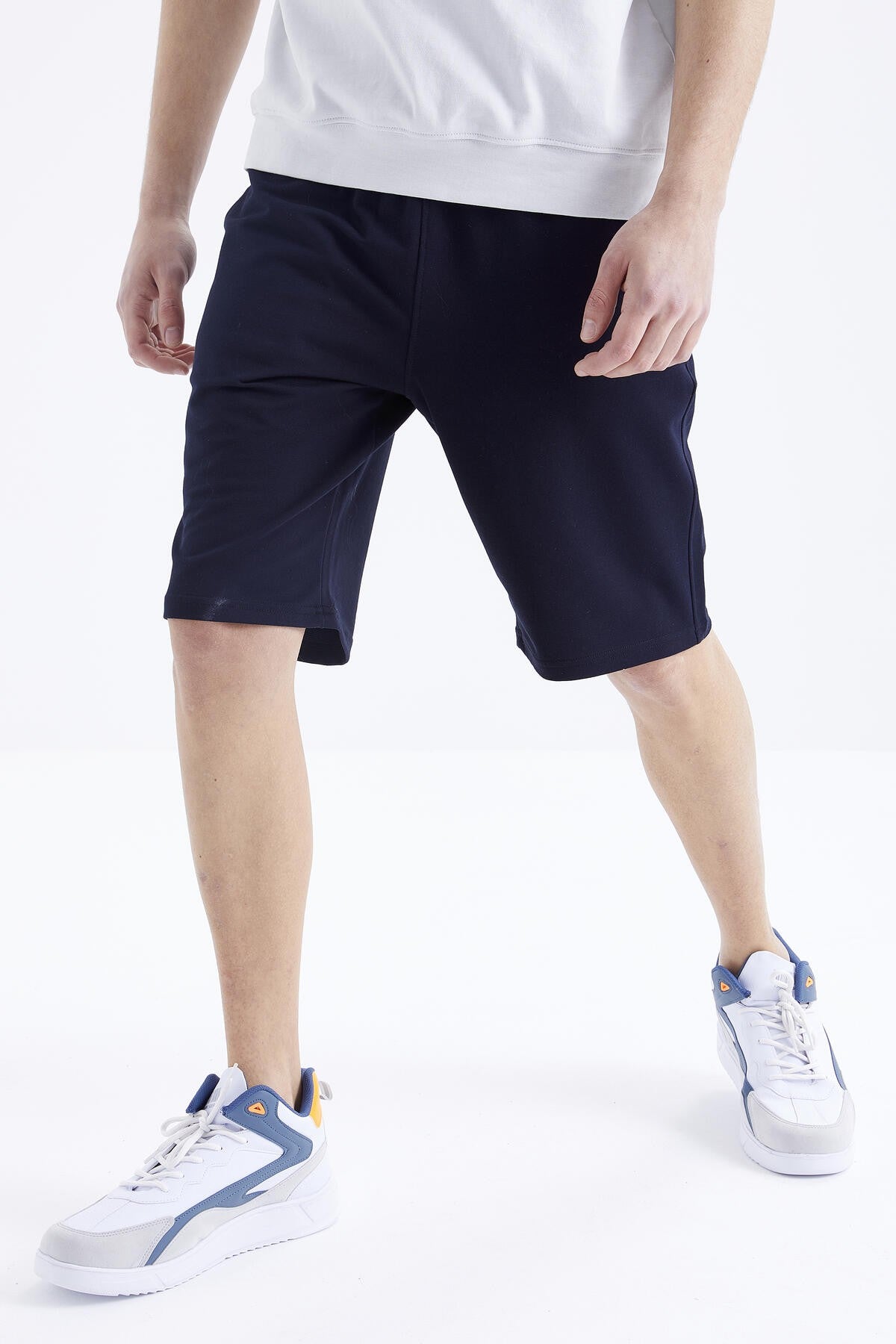 Navy Blue Laced Standard Fit Basic Men's Shorts - 81212