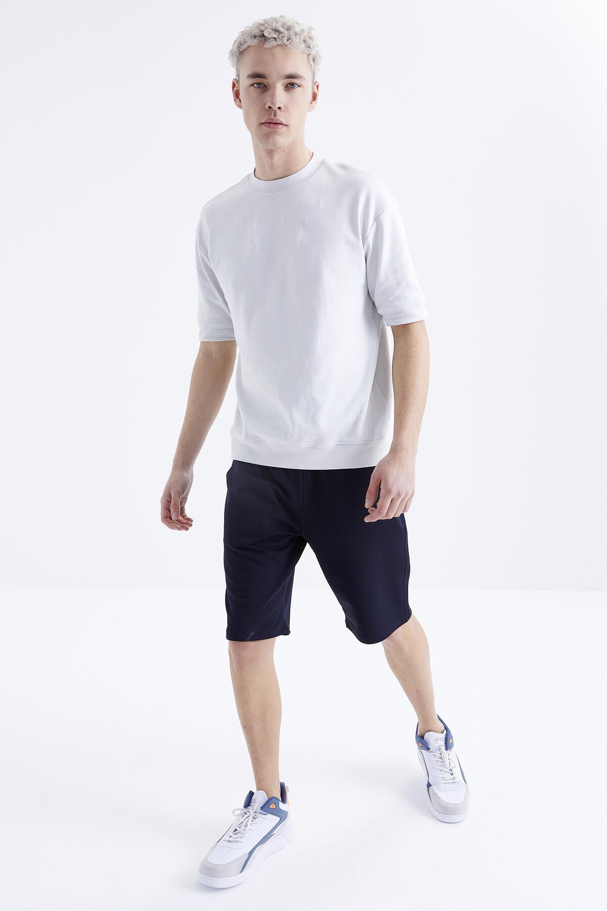 Navy Blue Laced Standard Fit Basic Men's Shorts - 81212