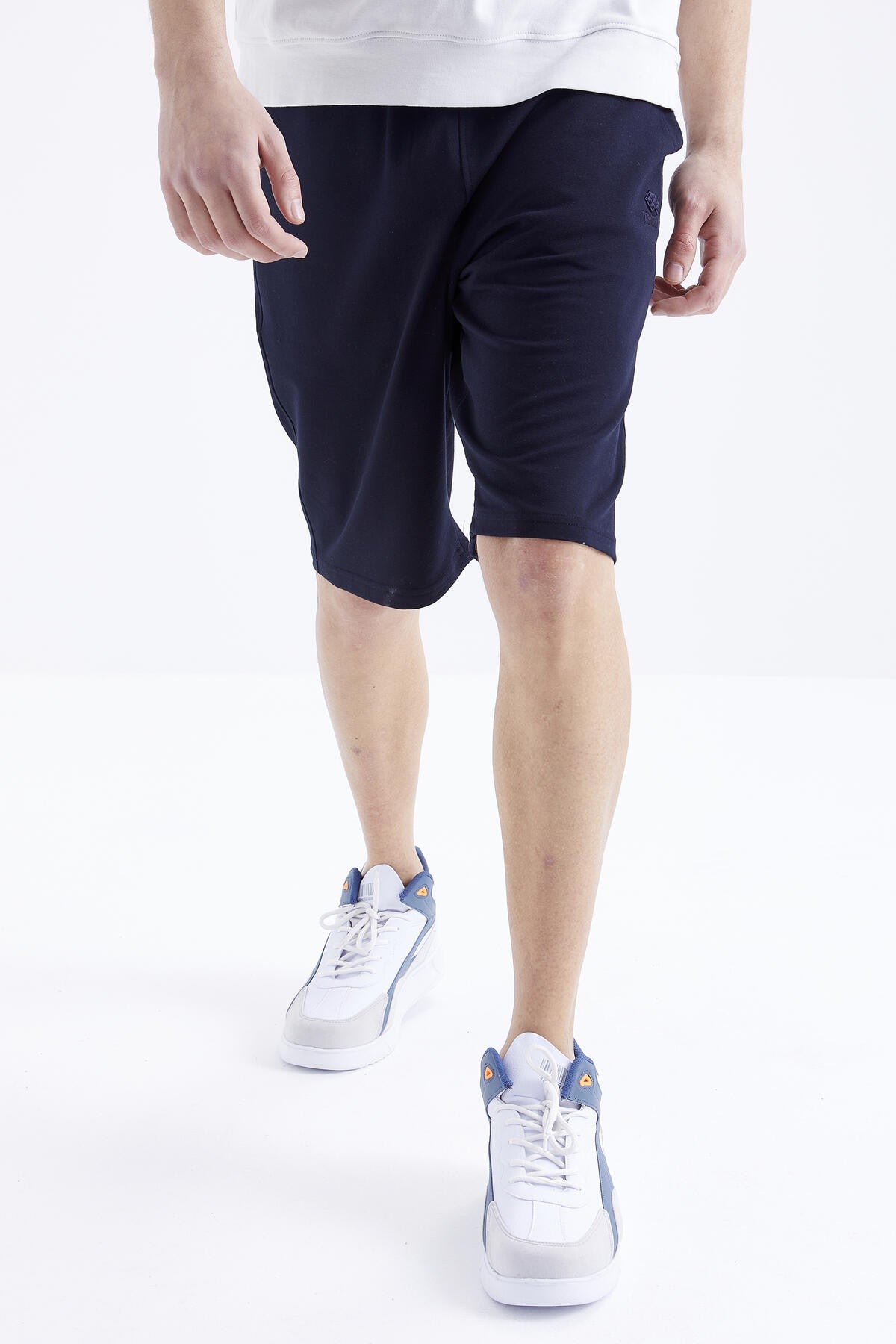 Navy Blue Laced Standard Fit Basic Men's Shorts - 81212