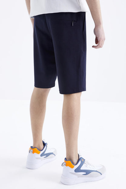 Navy Blue Laced Standard Fit Basic Men's Shorts - 81212