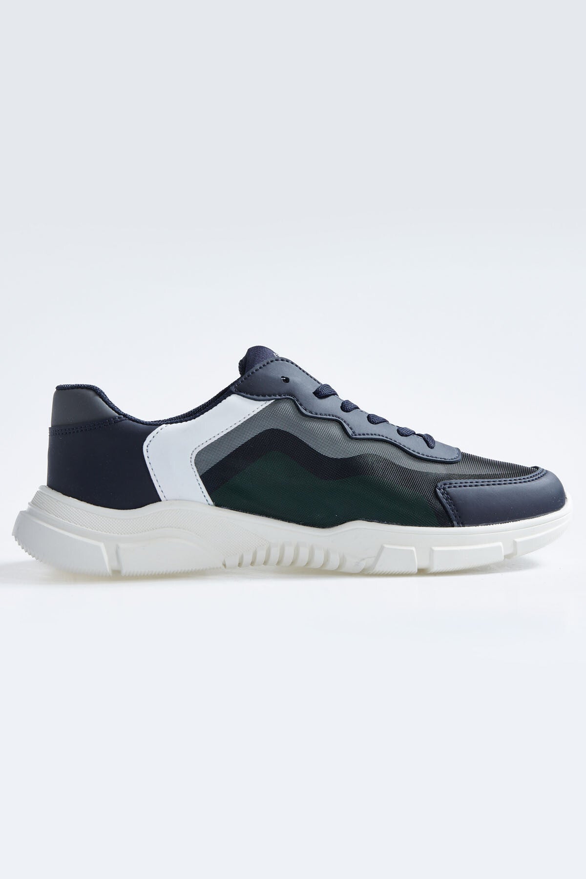 Navy Blue Laced High Sole PU Leather Detailed Men's Sports Shoes - 89117
