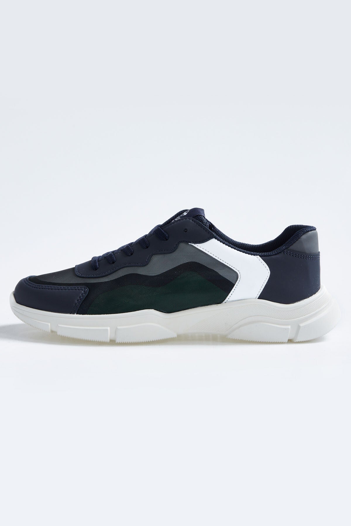 Navy Blue Laced High Sole PU Leather Detailed Men's Sports Shoes - 89117
