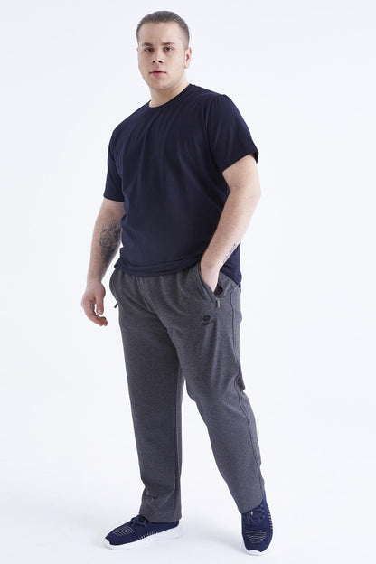 Navy Blue Basic Short Sleeve O Neck Large Size Men's T-Shirt - 88072