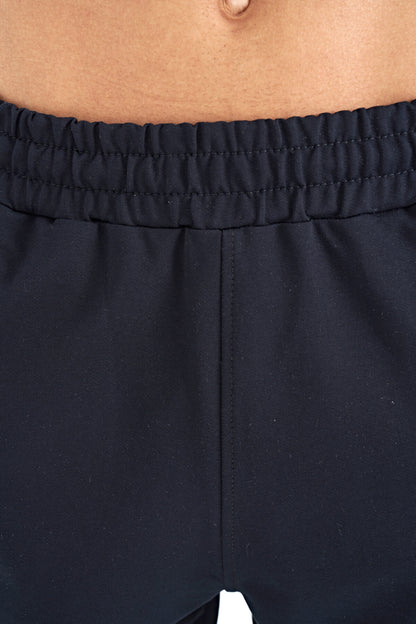 Navy Blue Printed Detail Embroidered Logo Regular Fit Men's Shorts - 81252