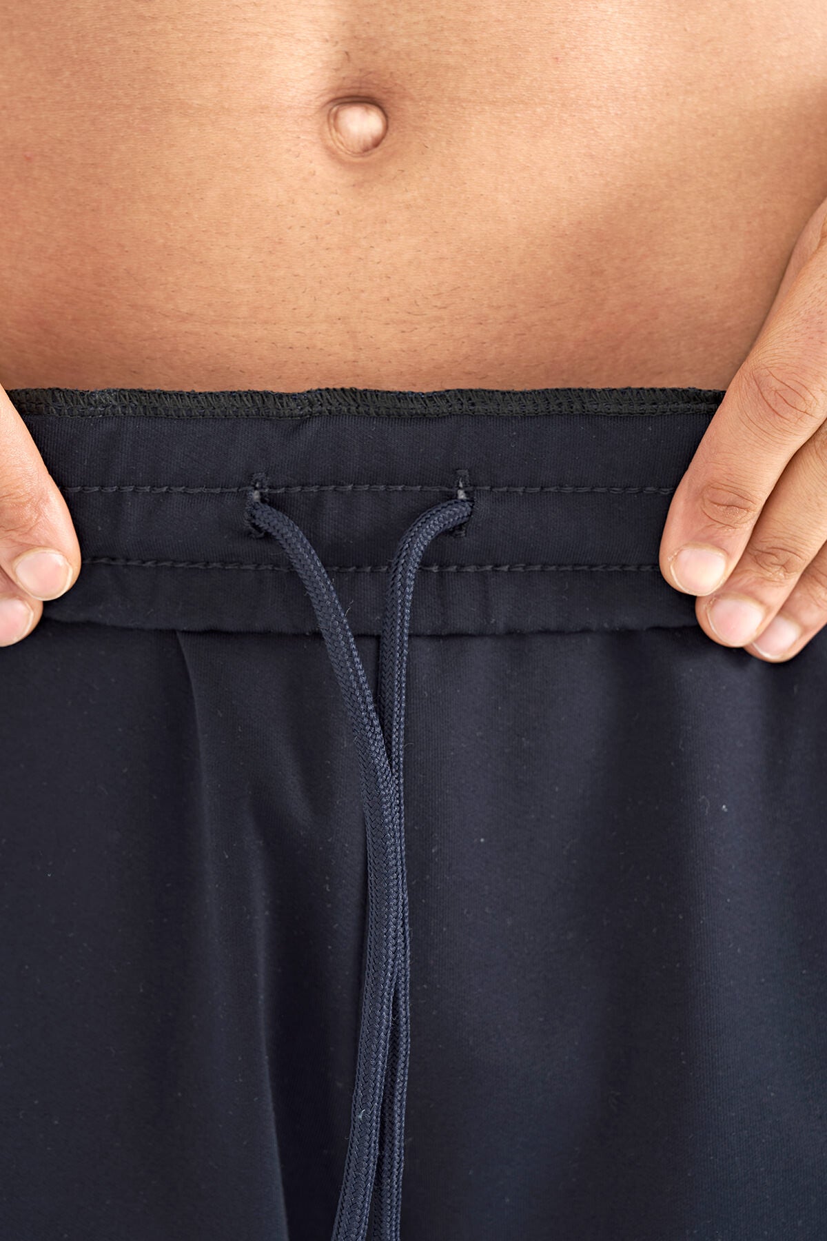 Navy Blue Printed Detail Embroidered Logo Regular Fit Men's Shorts - 81252