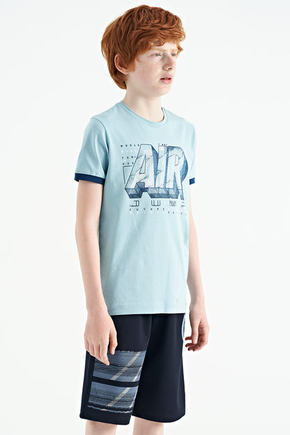 Navy Blue Printed Detailed Laced Standard Fit Boys Shorts - 11125