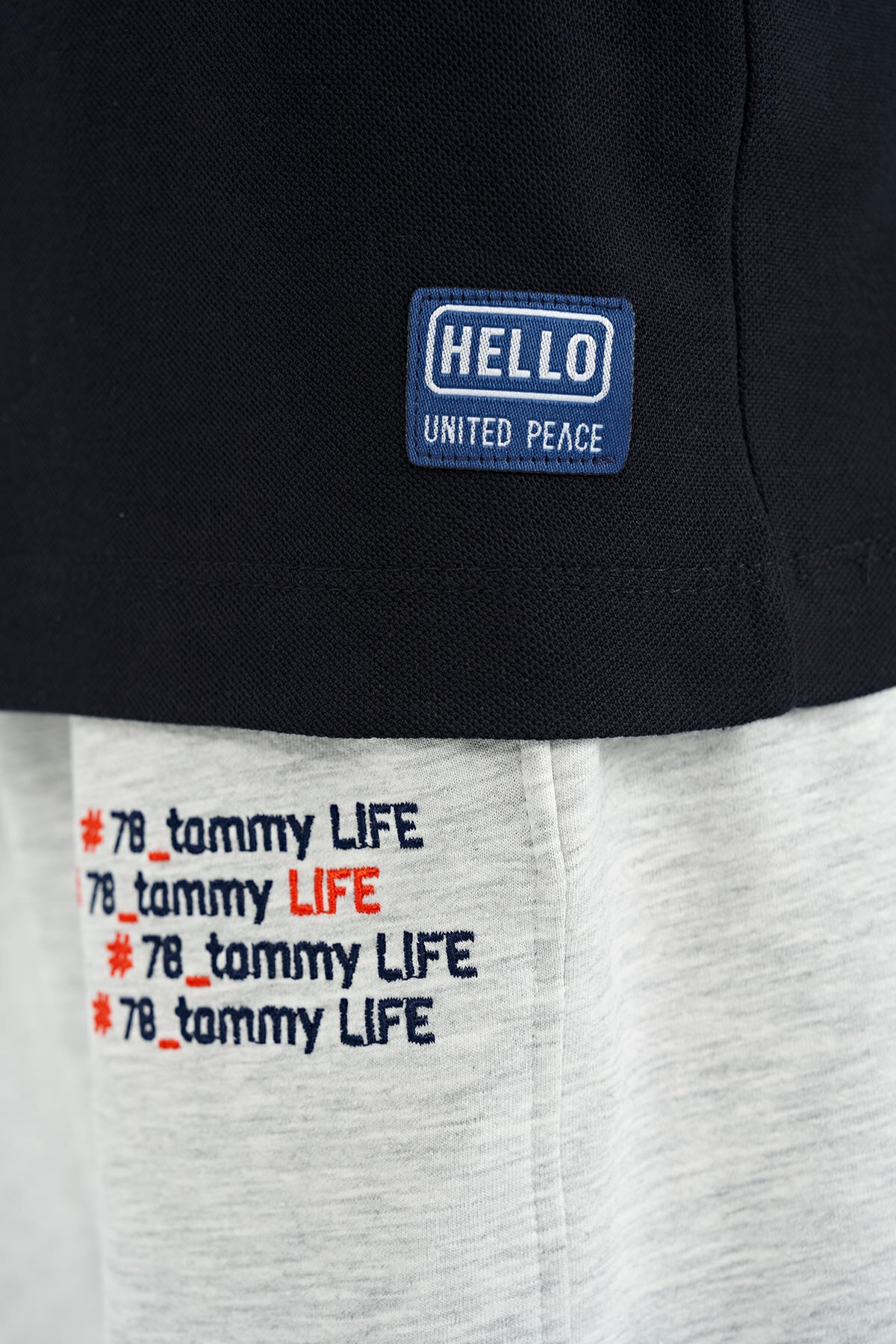 Navy Blue Print Detailed O Collar Standard Fit Boys T-Shirt - 11145