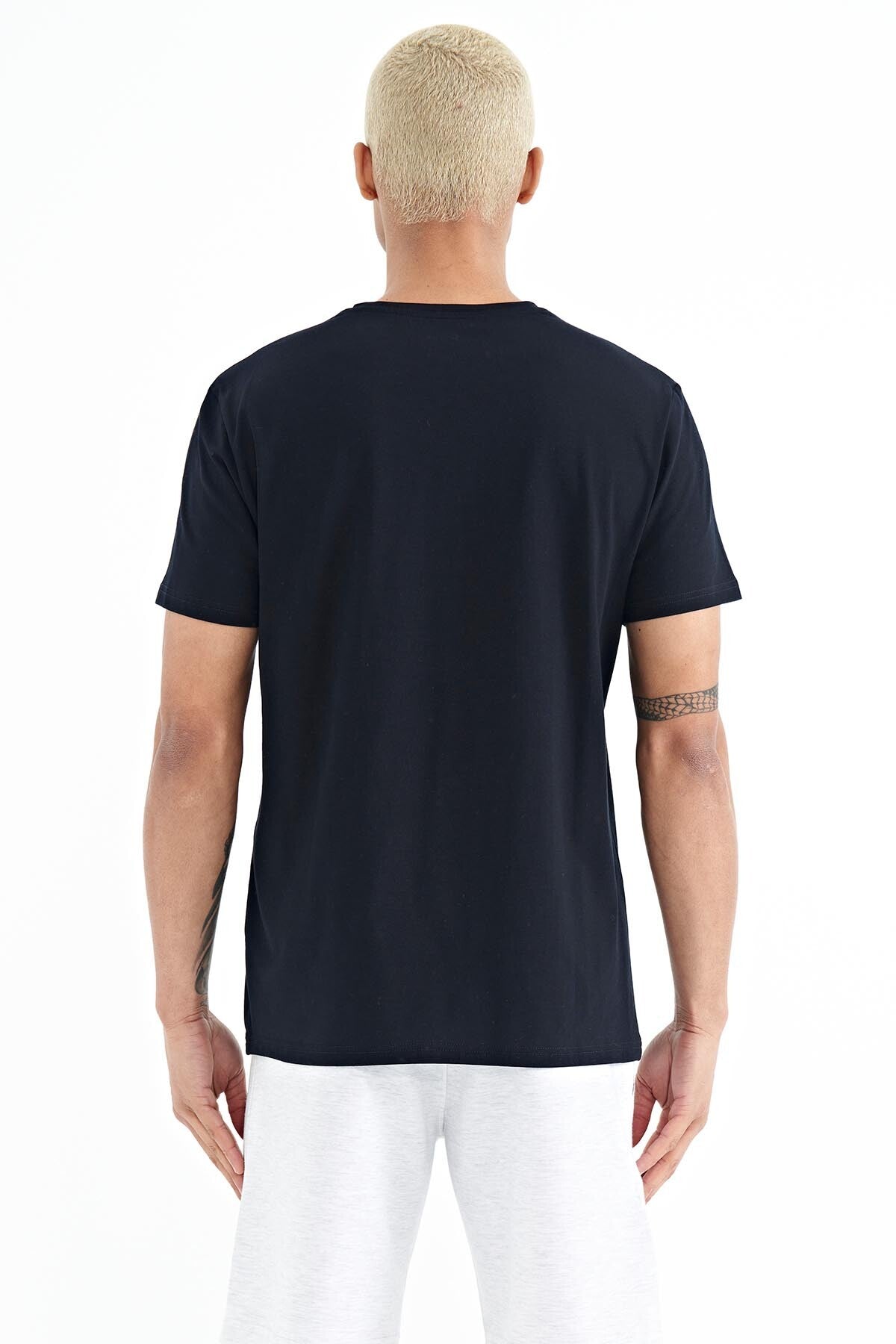 Navy Blue O Collar Men's T-Shirt - 88229