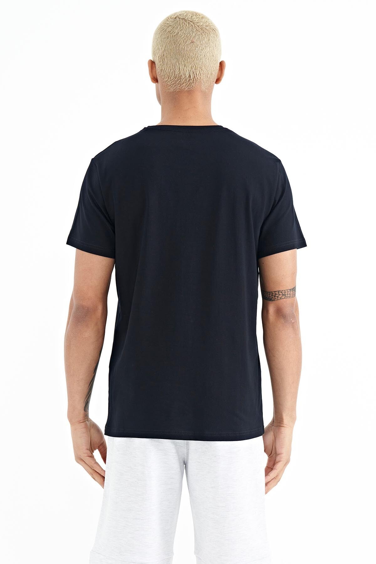 Navy Blue Printed Men's T-Shirt - 88222