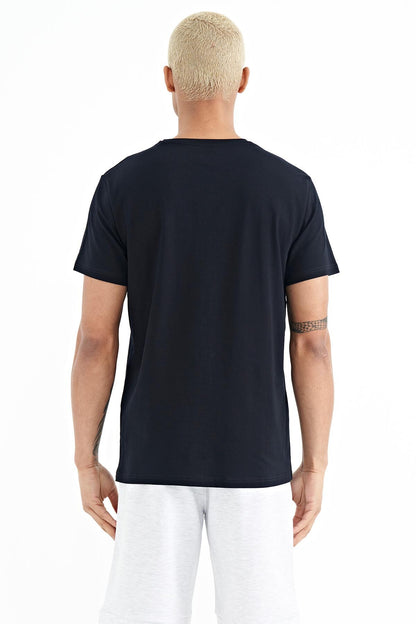 Navy Blue Printed Men's T-Shirt - 88222