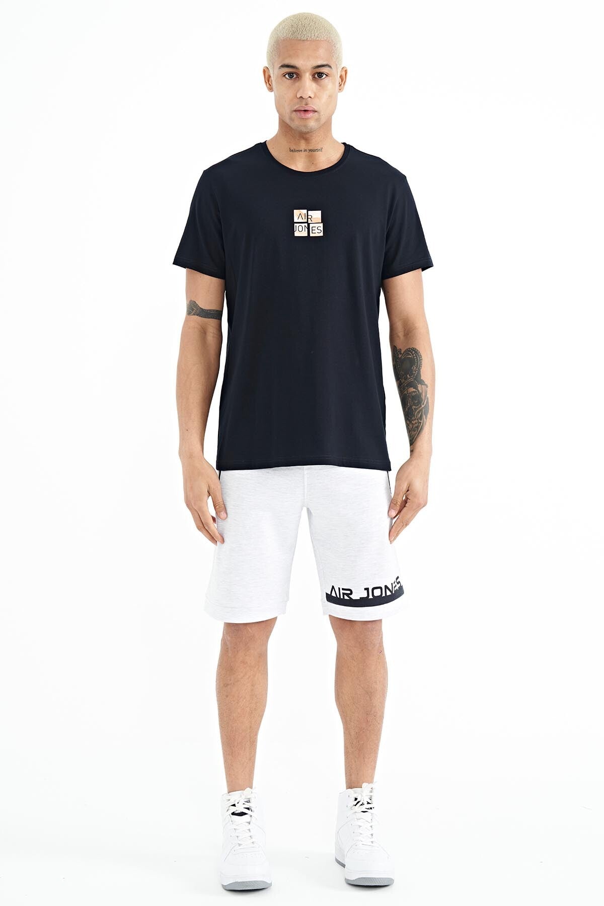 Navy Blue Printed Men's T-Shirt - 88222