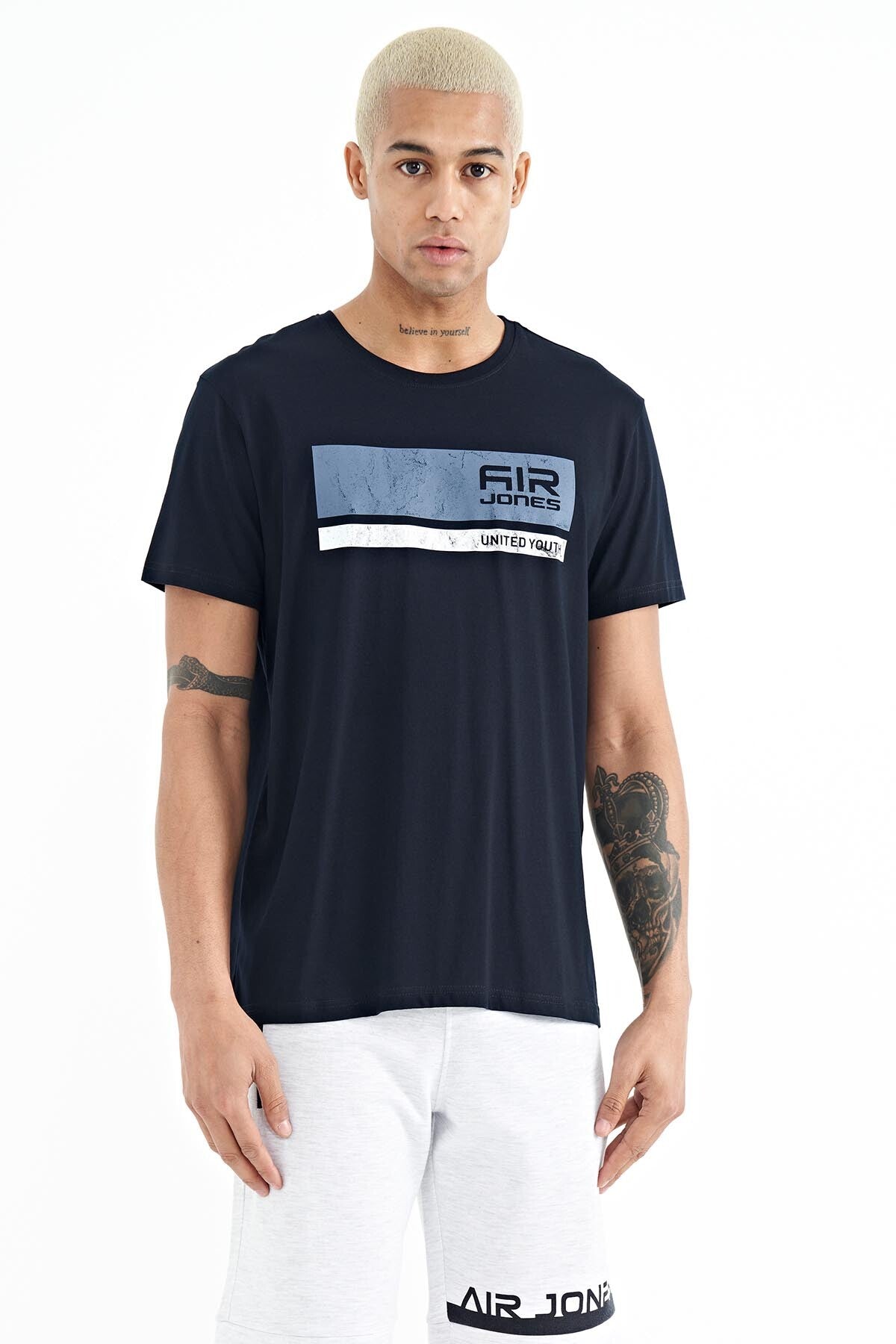 Luke Navy Blue O Collar Men's T-Shirt - 88221