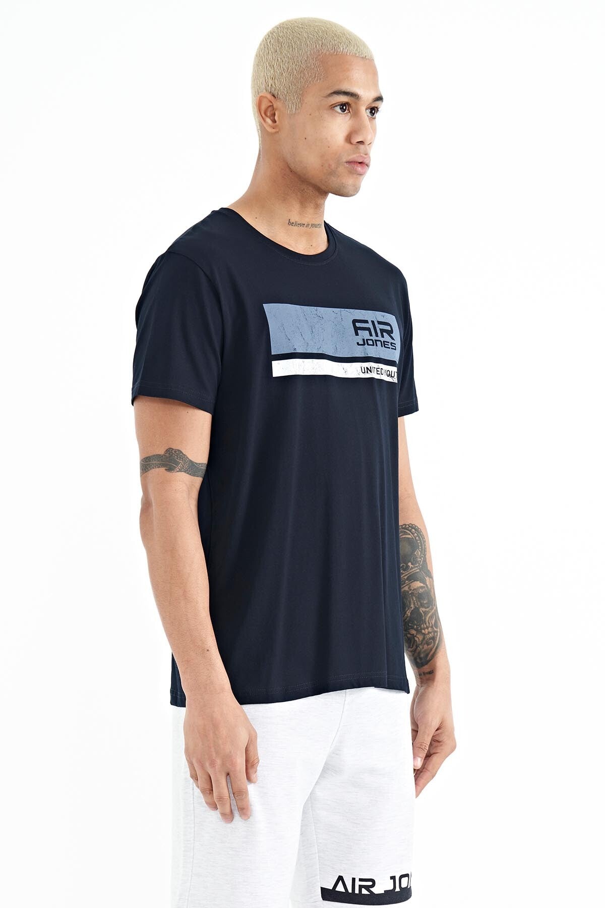 Luke Navy Blue O Collar Men's T-Shirt - 88221
