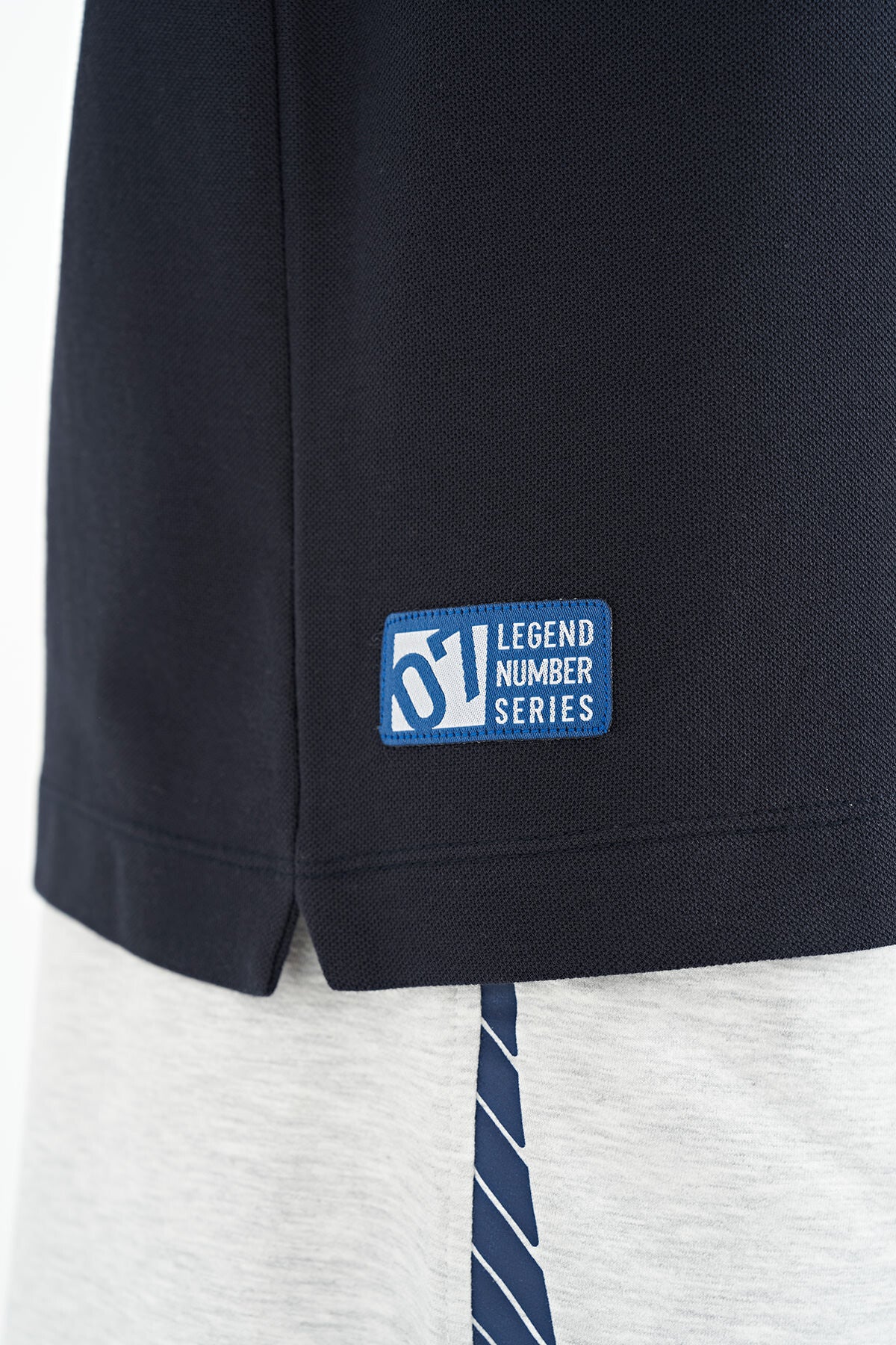 Navy Blue Pocket Detailed Printed Standard Fit Polo Collar Men's T-Shirt - 88241