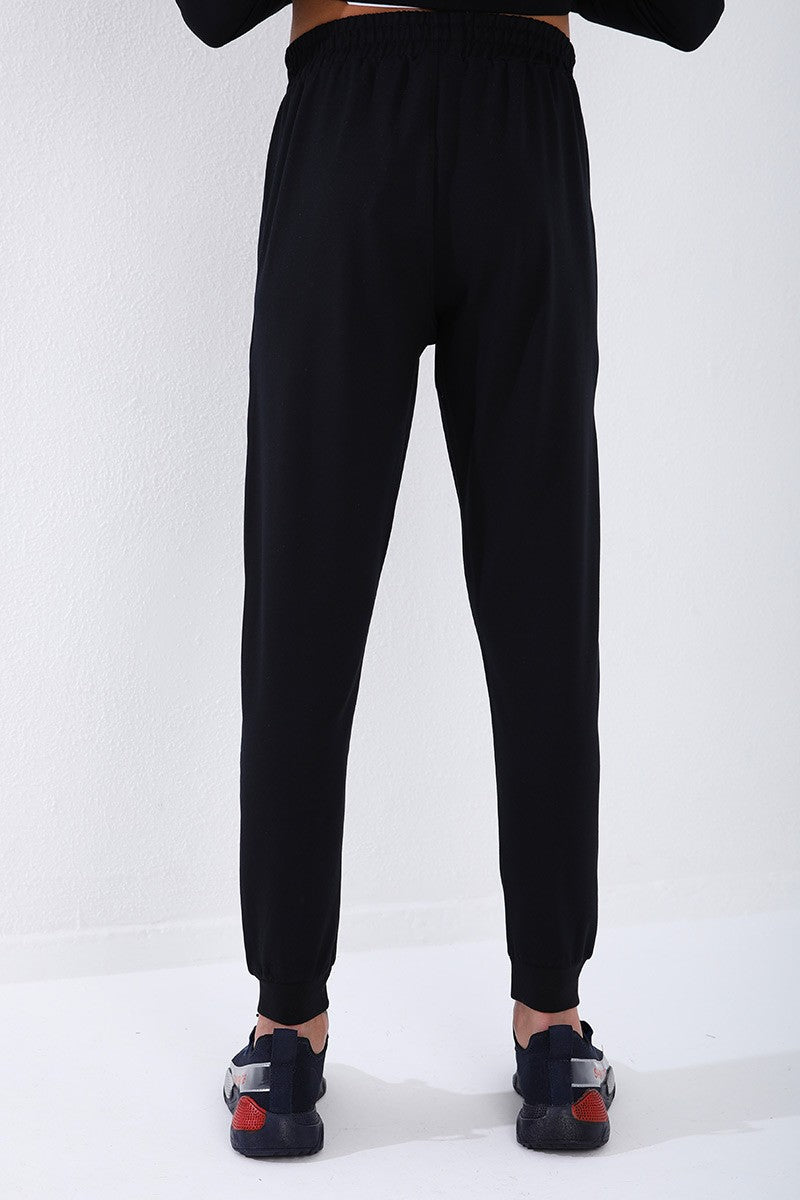 Navy Blue Straight Collar Printed Standard Fit Cuffed Men's Tracksuit Set - 85149