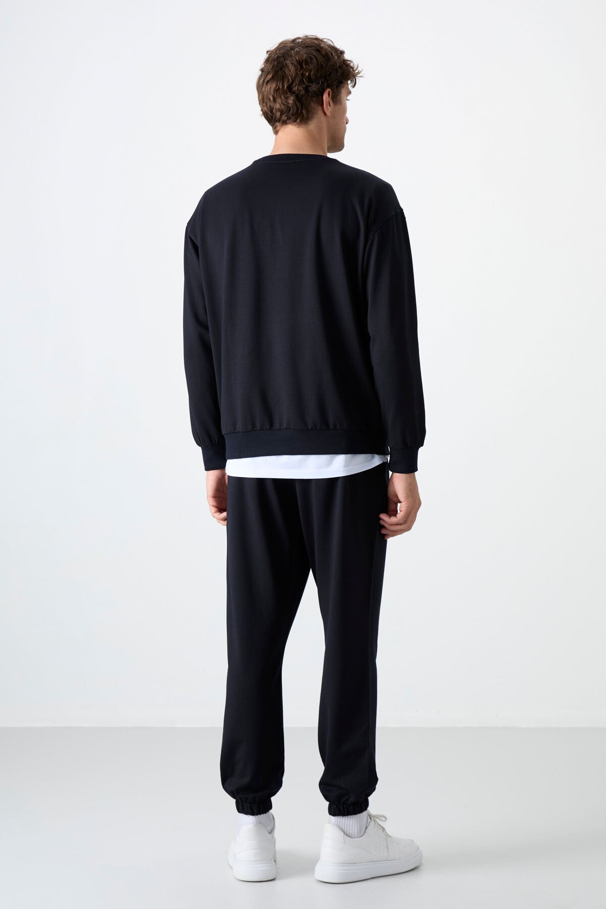 Navy Blue Casual O Neck Jogger Men's Oversize Tracksuit Set - 85120