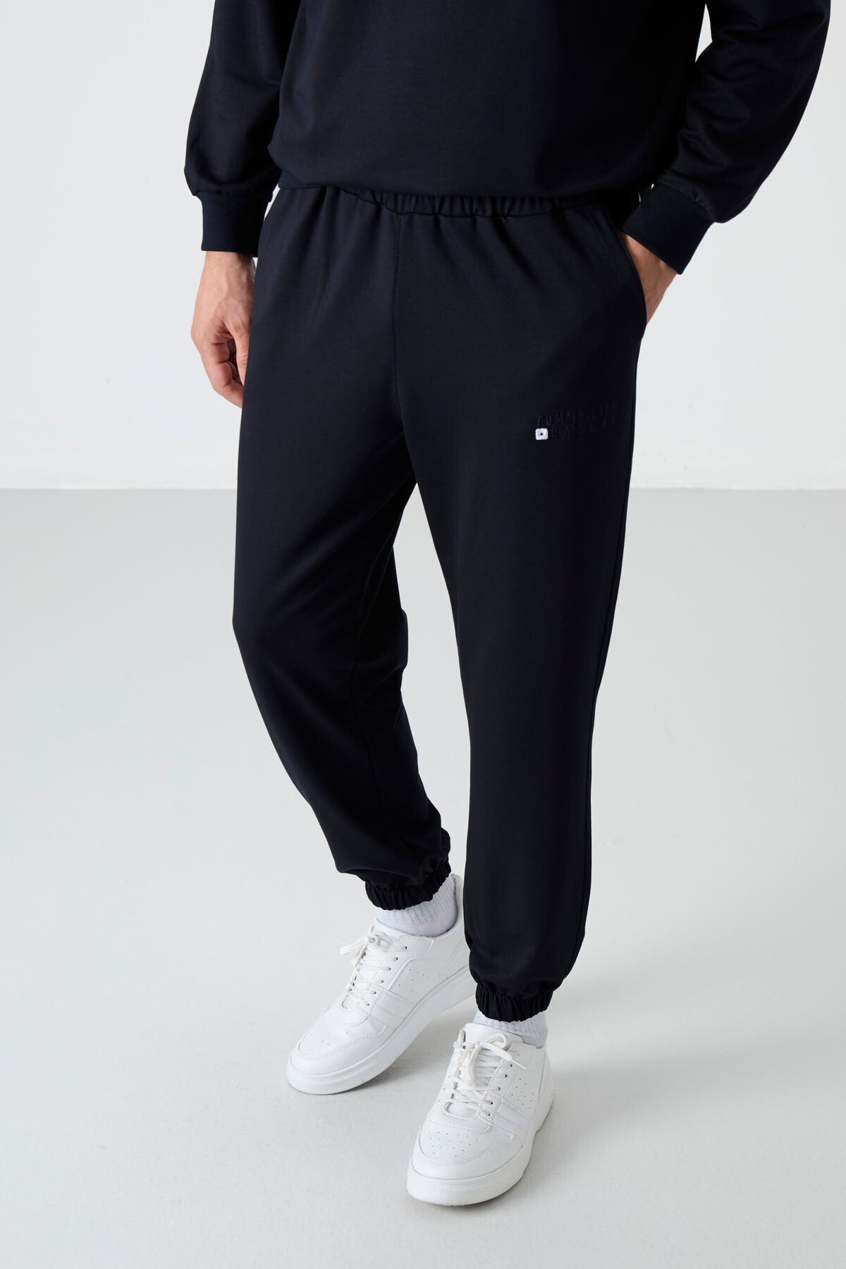 Navy Blue Casual O Neck Jogger Men's Oversize Tracksuit Set - 85120