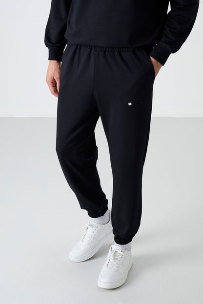 Navy Blue Casual O Neck Jogger Men's Oversize Tracksuit Set - 85120