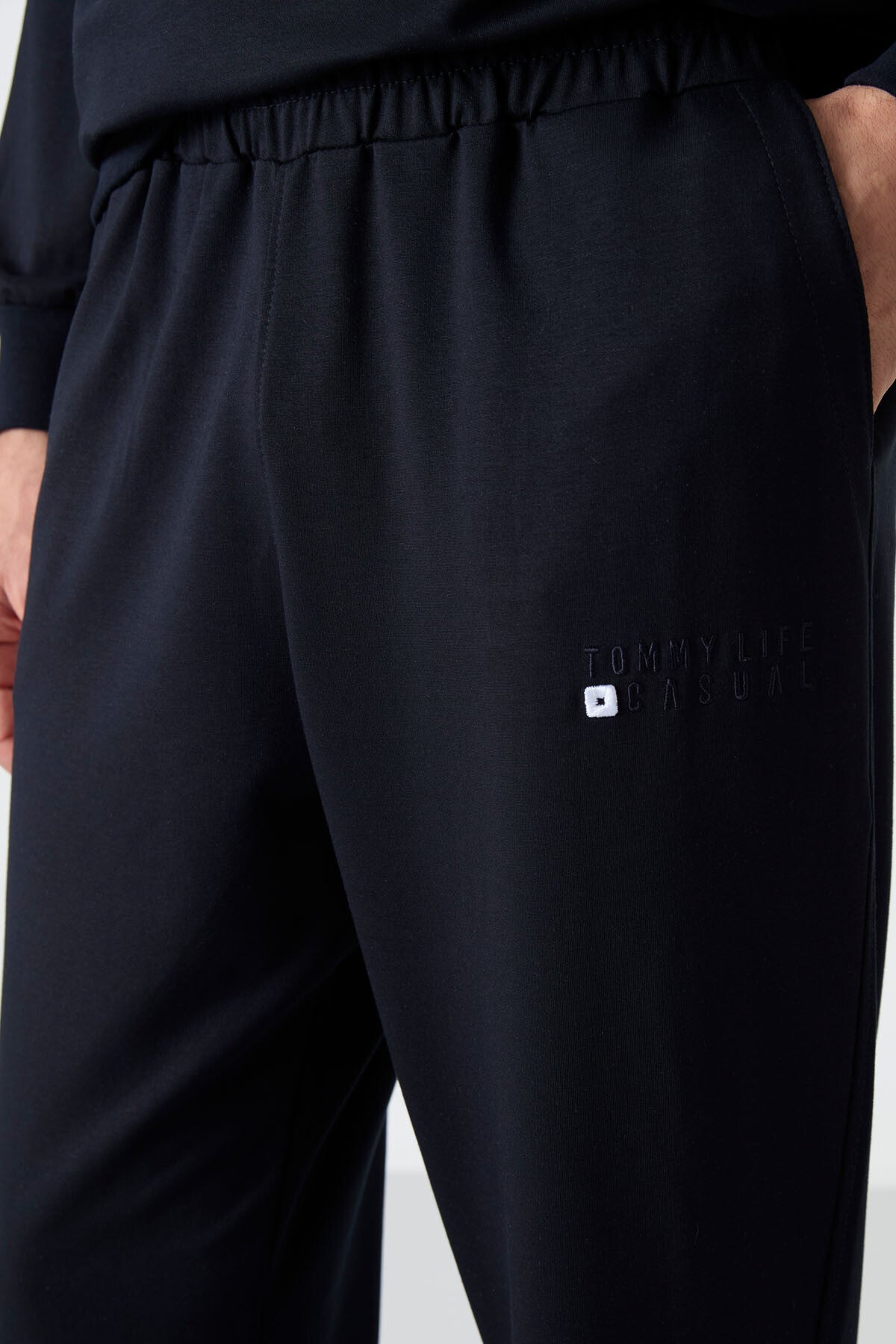 Navy Blue Casual O Neck Jogger Men's Oversize Tracksuit Set - 85120