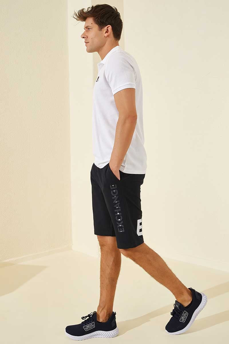 Navy Blue Printed Standard Fit Men's Shorts - 81142