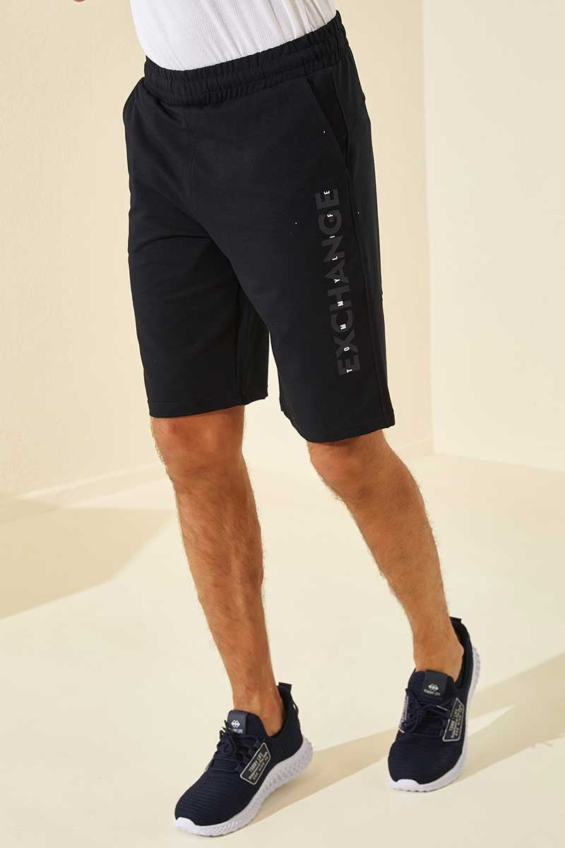 Navy Blue Printed Standard Fit Men's Shorts - 81142