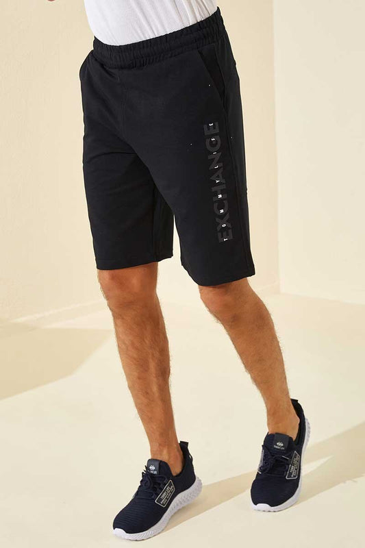 Navy Blue Printed Standard Fit Men's Shorts - 81142
