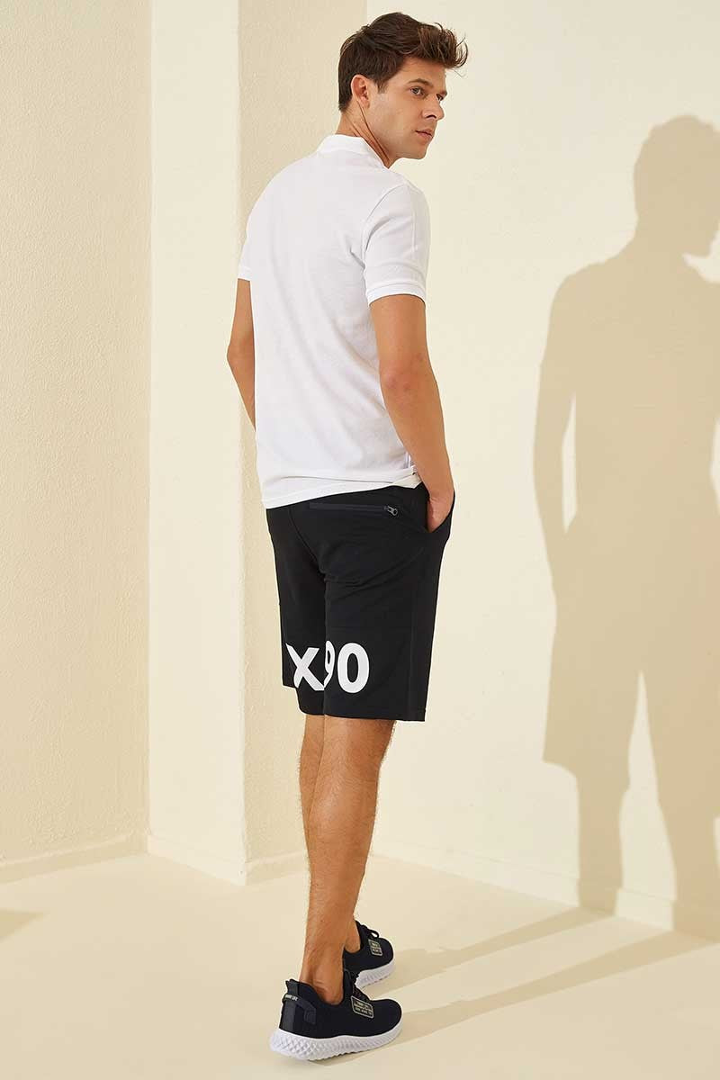Navy Blue Printed Standard Fit Men's Shorts - 81142