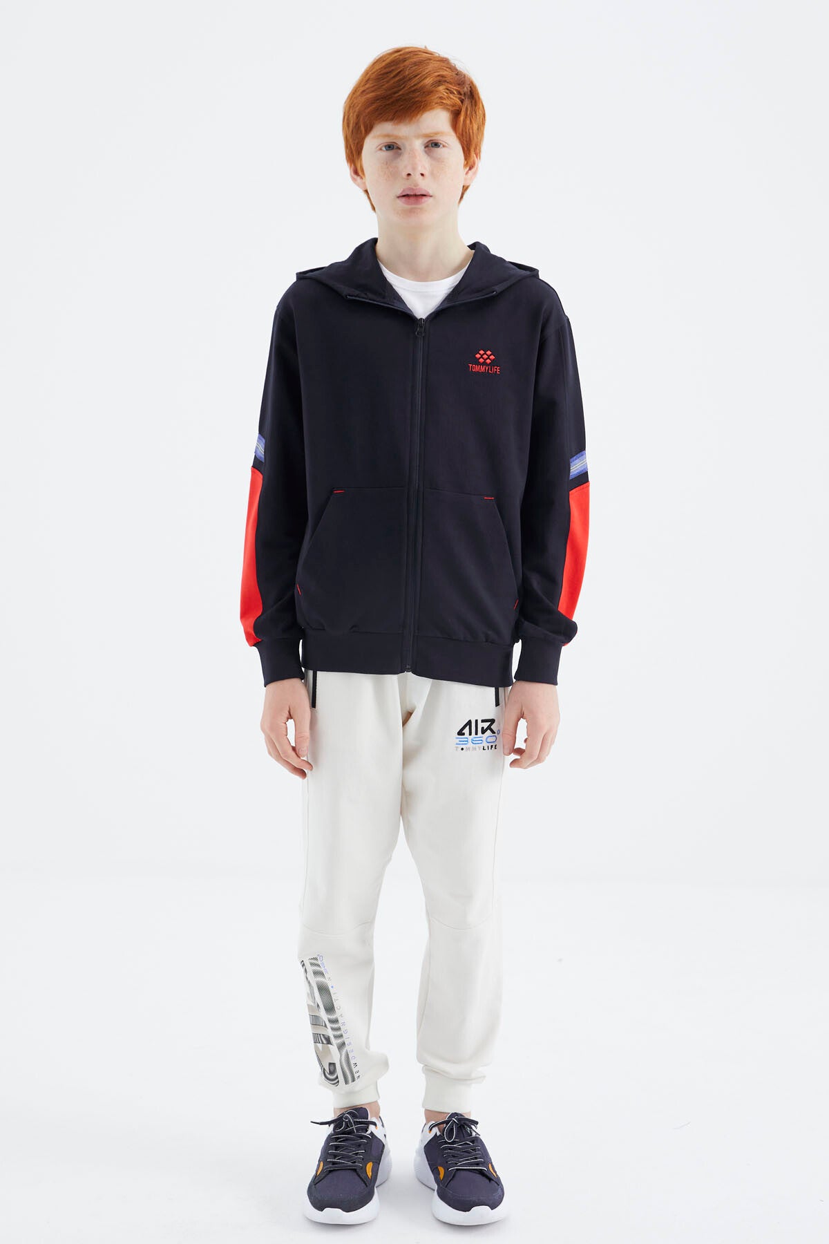 Navy Blue Zippered Boys' Sweatshirt - 11180