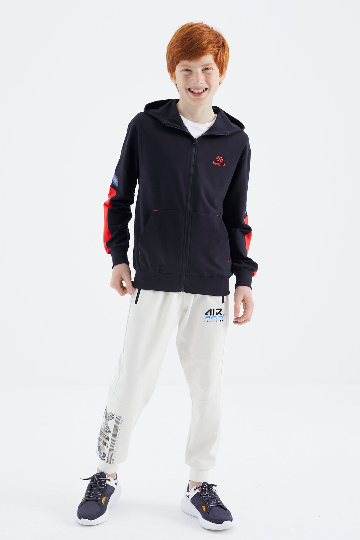 Navy Blue Zippered Boys' Sweatshirt - 11180