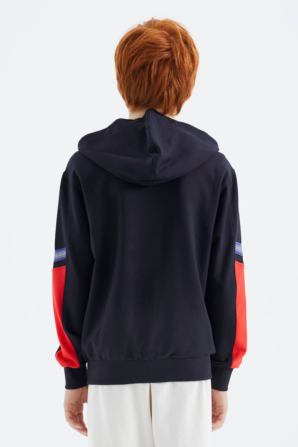 Navy Blue Zippered Boys' Sweatshirt - 11180