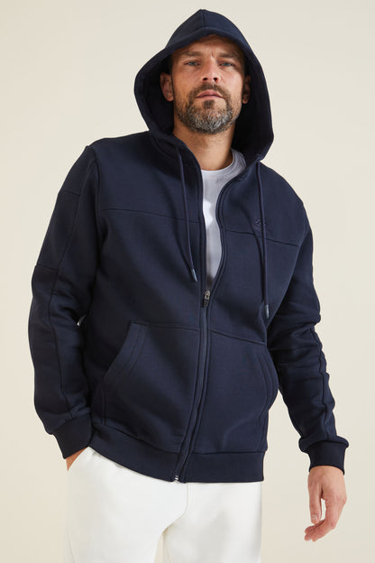 Navy Blue Zippered Men's Sweatshirt - 88303