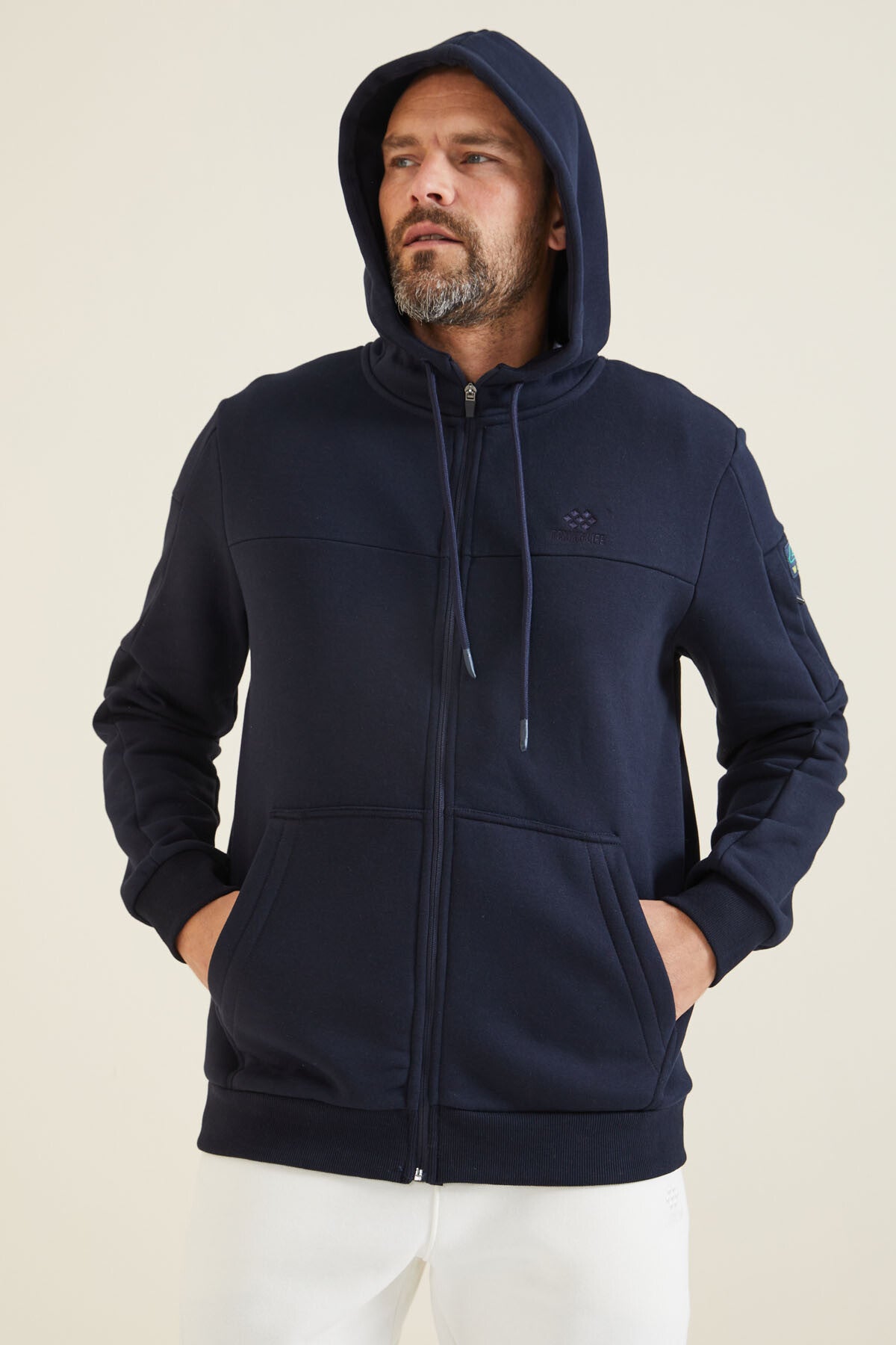 Navy Blue Zippered Men's Sweatshirt - 88303