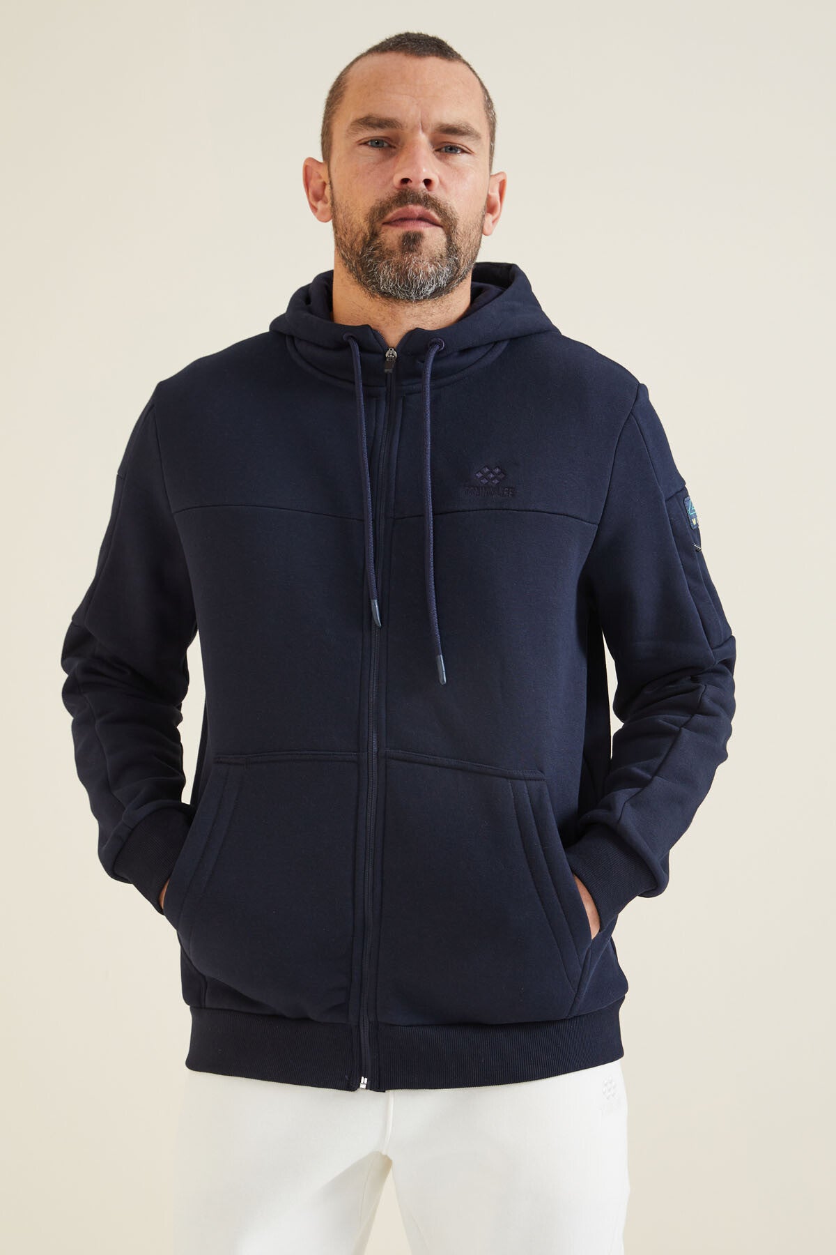 Navy Blue Zippered Men's Sweatshirt - 88303