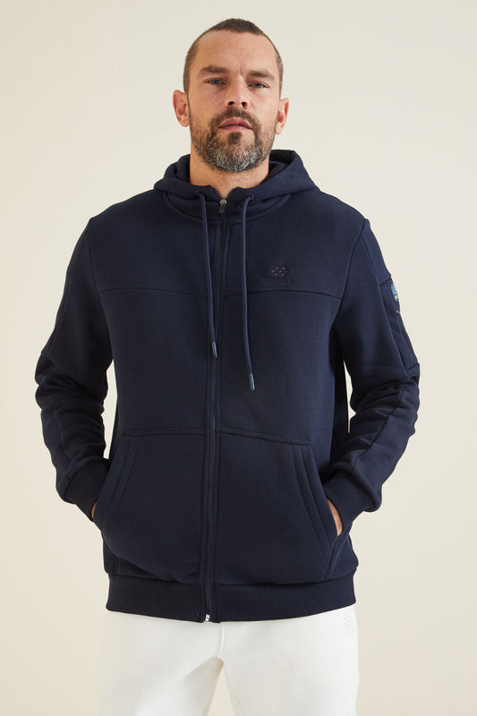 Navy Blue Zippered Men's Sweatshirt - 88303