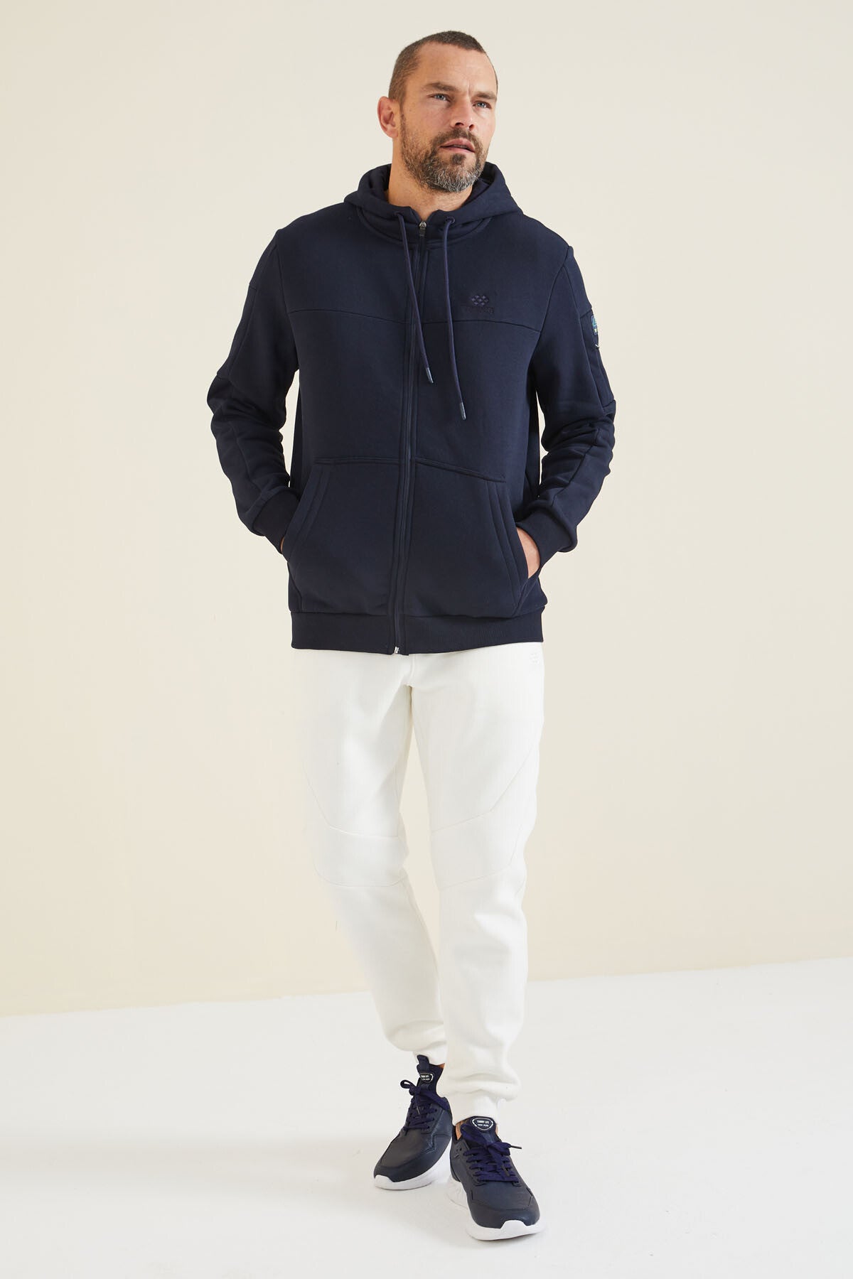 Navy Blue Zippered Men's Sweatshirt - 88303