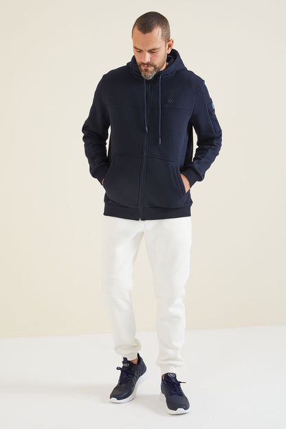 Navy Blue Zippered Men's Sweatshirt - 88303