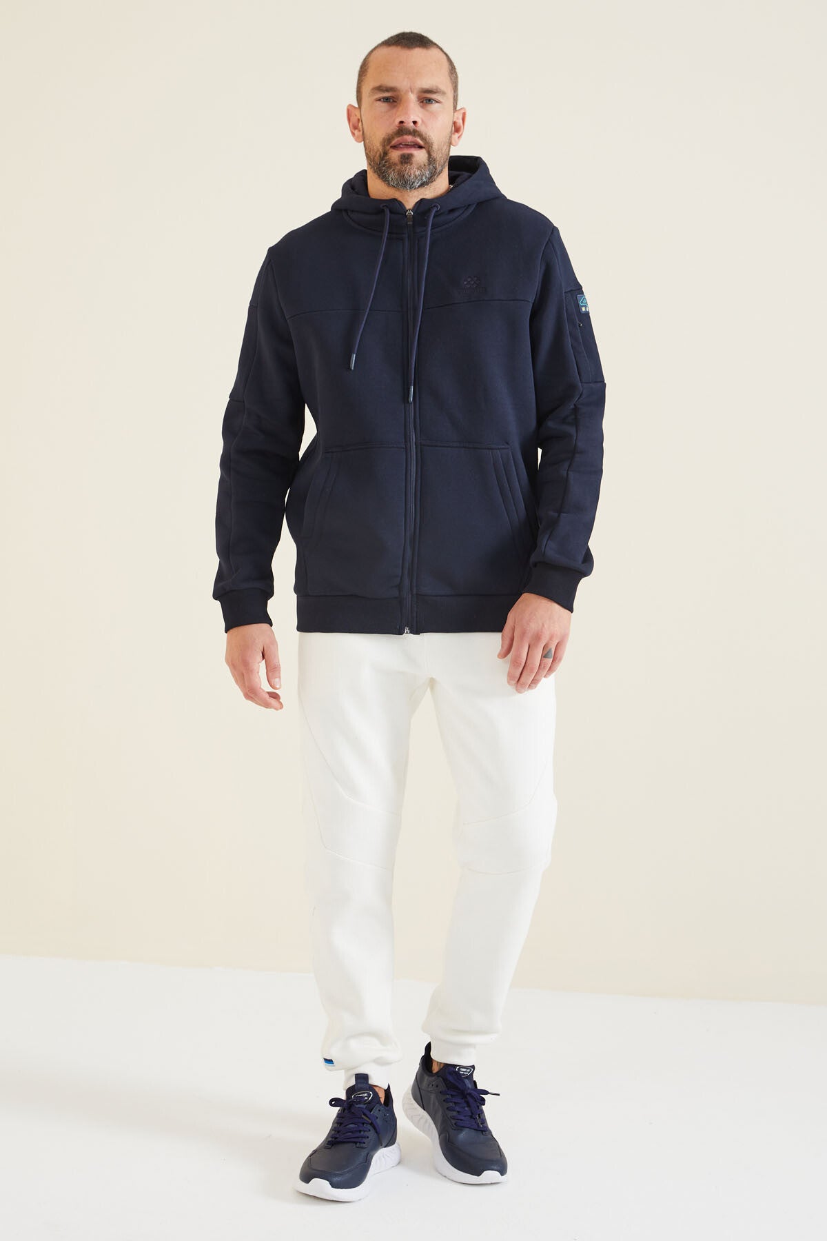 Navy Blue Zippered Men's Sweatshirt - 88303