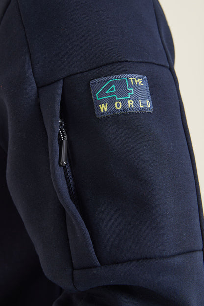 Navy Blue Zippered Men's Sweatshirt - 88303