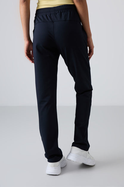Navy Blue Hidden Zipper Pocket Comfortable Fit Classic Hem Women's Tracksuit Bottom - 94148