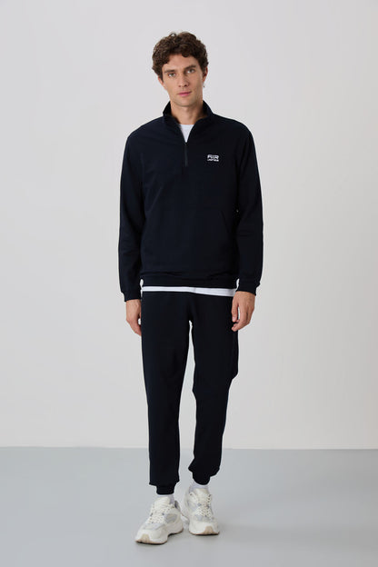 Herbert Navy Blue Thick Collar Tracksuit Set - 85233