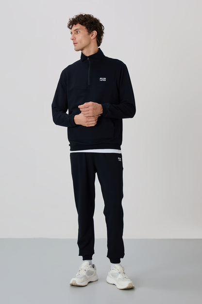 Herbert Navy Blue Thick Collar Tracksuit Set - 85233